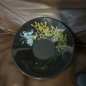 Black Jewelry Bowl with Floral Design